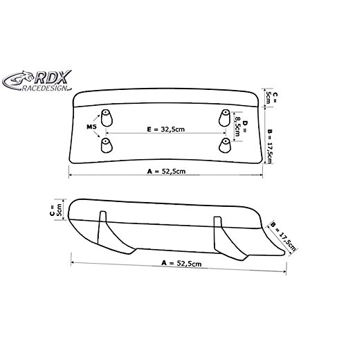 Diffusor universal faldón trasero para coche RDX Racedesign U-Diff de 52,5cm en PU 3