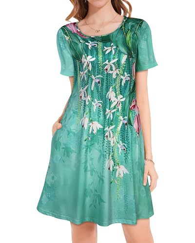 Image of JOLIGAL Summer Dresses for Women Casual Short Sleeve Sundress Scoop Neck Beach T Shirt Dress with Pockets 2026