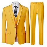 UNINUKOO Men Suits Slim Fit 3 Piece 1 Button Wedding Formal Business Tuxedo Suit Jacket Pants Vest S