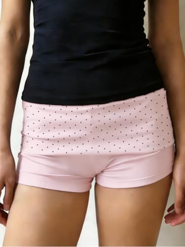 Image of Women Fold Over Lounge Shorts Low Waist Fitted Pajama Shorts Cute Sleep Pj Short Bottoms Roll Over Yoga Shorts