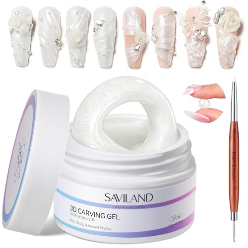 Saviland Color Master Series Instant Styling Non-Sticky Satin Carving Modeling Gel (15 g) + Double Ended Carving Pen Set