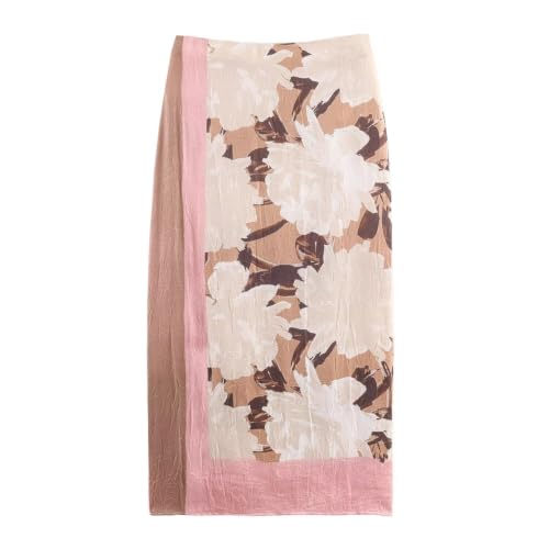 Jupe Midi Haute Taille Florale Solution Silhouette Élancée pour Bureau - 2