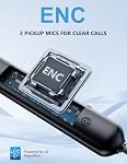 Rythflo Casques d'annulation de bruit actif, casques Bluetooth sans fil V5.3 avec 3 AI Mics ENC, Ecouteurs à bande magnétique dans l'oreille 60Hrs L'heure du jeu, IPX6 Échec à la sueur ANC Téléphones pour bureau de voyage