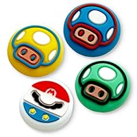 4Pcs Cartoon Thumb Grips Caps, Anti-Slip Silicone Joystick Caps Compatible with Nintendo Switch (Red)