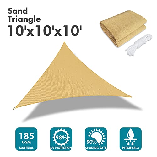 Image of KANAGAWA 10'x10'x10' Sun Shade Sail Sand Curved Triangle