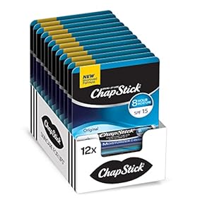 ChapStick Moisturizer Original Lip Balm Tubes, SPF 15 and Skin Protectant – 0.15 Oz (Pack of 12)