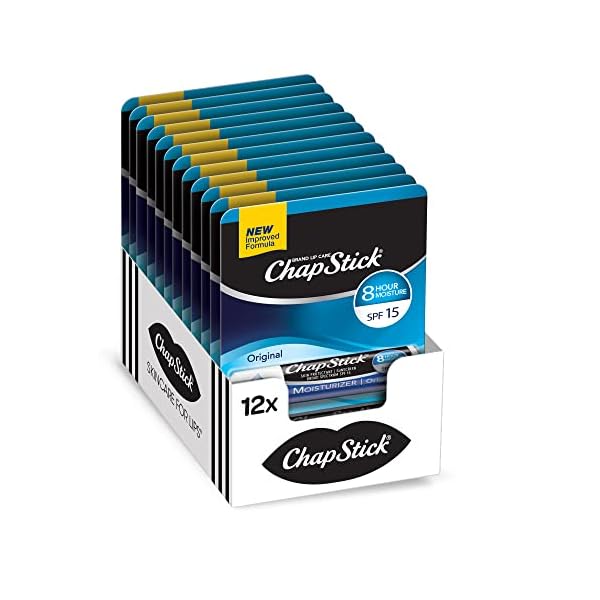 ChapStick Moisturizer Original Lip Balm Tubes, SPF 15 and Skin Protectant – 0.15 Oz (Pack of 12)