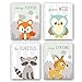 Unframed Woodland Animals Art Print Adorable Fox Owl Racoon Deer Wall Art Painting,Set of 4（8’’x10’’） Canvas Cartoon Inspirational Picture for Kids Room Nursery Decor