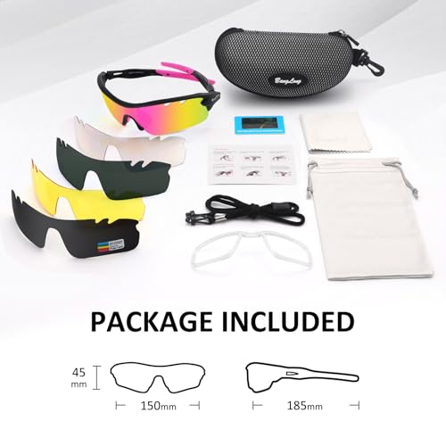 Image of BangLong Polarized UV400 Sports Sunglasses with 5 Lenses for Men Women