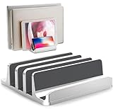 FLEVO Vertical Laptop Stand Holder - 3 Slot Adjustable Dock, Space-Saving Laptop Holder for Computer, Tablet, Phone