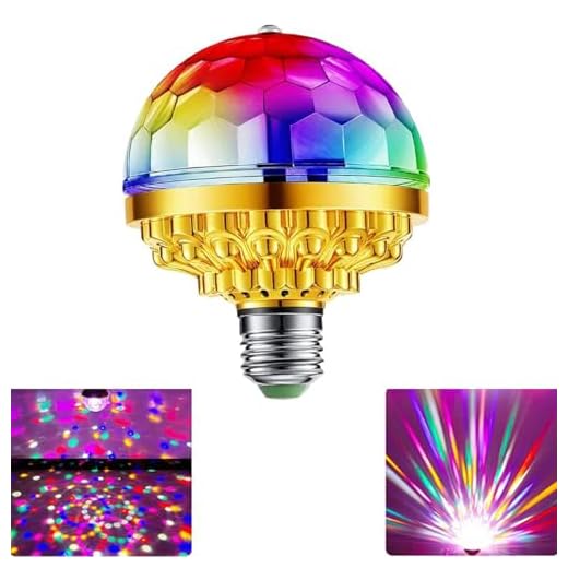 HAASHADA Rotating Magic Ball Light Colorful Disco Light Bulb, AC 85-265V E26/E27 Magic Ball RGB Multi-Colored LED Stage Light for Home Parties Dance (Pack of 1)