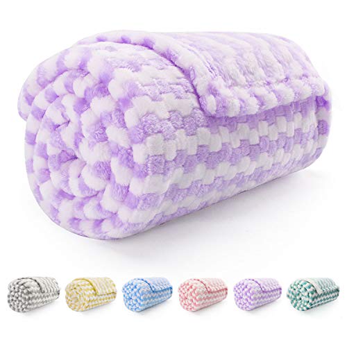 Image of Baby Blanket Flannel, Cozy Throw Blankets for Newborn Infant and Toddler, Super Soft and Warm Receiving Baby Blanket for Crib Stroller(Grid Purple 30 * 40")