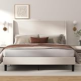 GTRACING King Size Bed Frame, Upholstered Platform Bed Frame with USB Type-C Tall Headboard Wingback, Soft Velvet Fabric, No Box Spring Needed, Easy Assembly