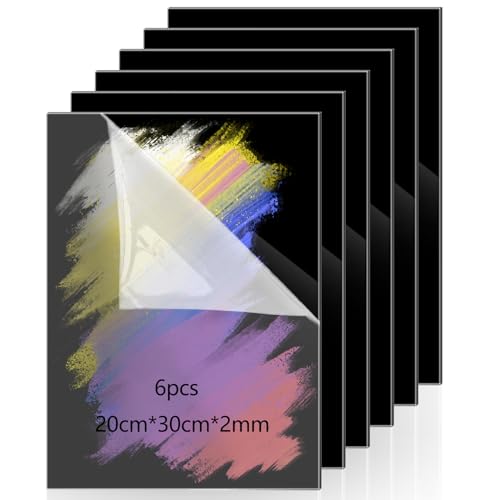 6 Stück Acrylplatte Schwarz 2mm,A4 Acrylglas Platte,Beliebig Zuschneidbare Acrylplatten Werden für Fotorahmen,Schilder,Acrylscheiben Rund,Malerei,DIY Tischnummern