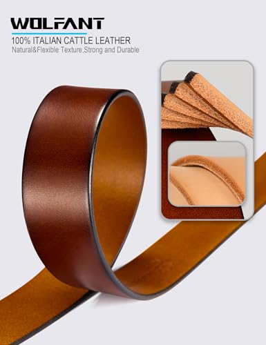 Image of WOLFANT 1.5 inch Full Grain Leather Belt for Men,100% Italian Solid Leather