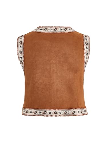 Verdusa Women's Vintage Crop Vest Western Sleeveless Outerwear Vests with Floral Edge2