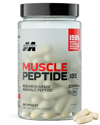 MuscleTech Peptide DL-185 Peptides Pills - 2000mg Dileucine for Muscle Growth Repair & Recovery - Workout Supplement Boosts Muscle Protein Synthesis - 84 Capsules