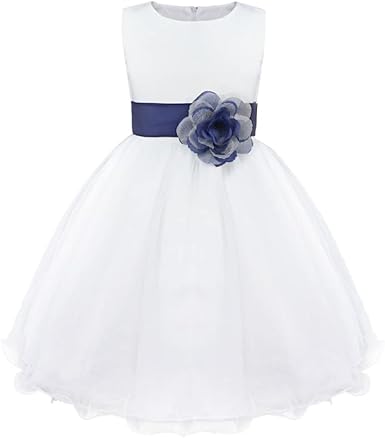 Freebily Vestido Elegante Blanco de Fiesta para Niñas Vestido Princesa de  Boda de Dama de Honor Vestido de Noche con Flores sin Manga Cóctel Infantil  2-14 Años: Amazon.es: Ropa