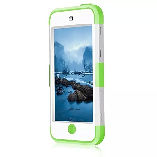 Case For Ipod Touch 5 Case For Ipod Touch 6 Case, Dual Layered 3 In 1 Hard Pc Case + Silicone Shockproof Heavy Duty High Impact Armor Hard Case Cover For Apple Ipod Touch 5 6Th Generation (White 8 ) #TOP2