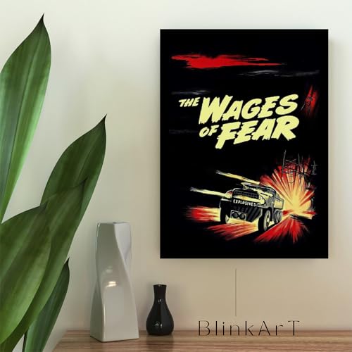 Image of BLINKART The Wages Of Fear (1953) Movie Poster Frame 12x18 Inch | Premium 300 GSM Paper Wall Print | Vintage Film Artwork for Home, Bedroom, Living Room, Office | Framed Photo Decor