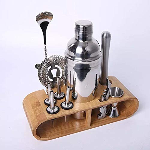Set coctelera con 14 piezas y soporte de bambú 750ml miniatura 1