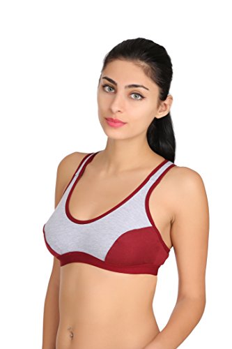 Image of Women's Cotton Lycra Blend Sports Bra, Regular Everyday Bra|Full Coverage Bra|Yoga Fitness Bra Exercise Gym Bra No Padded Sports Bra