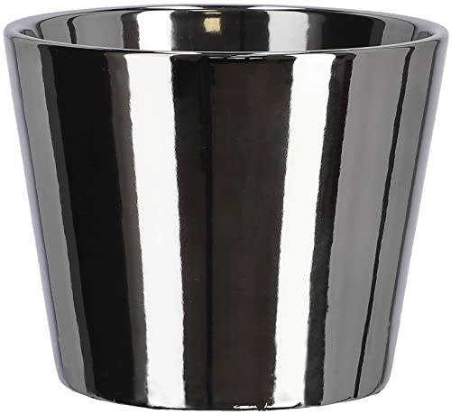 KOTARBAU® Kleiner Keramik-Blumentopf ⌀ 11 cm Glasiert Silber Glänzend