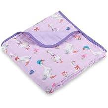 LollyBanks Baby Blanket, 100% Cotton Muslin Quilt for Boys and Girls, 47 x 47 Inches Toddler Quilt, Soft and Cozy 6-Layer Newborn Blanket, Lightweight Infant Crib Blankets, Registry Goose Print
