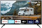 SYLVOX Intelligent RV TV, 40" 12-24V TV pour RV Campeur 1080P DC/AC Télévision assistée, Assistance Télécharger des apps, Google Assistant, Bluetooth WiFi, Intelligent TV pour Camion Home Car Campervan