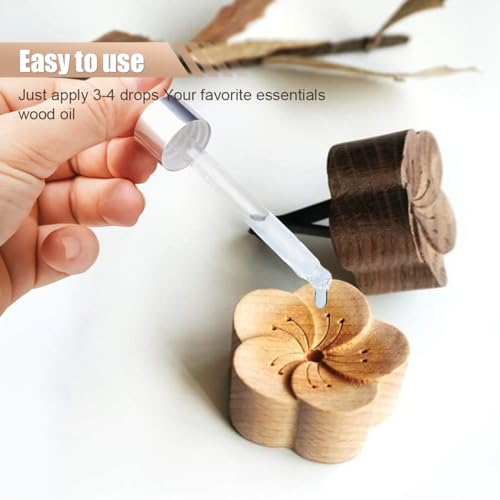 Image of Wood Flower Essential Oil Diffuser, Car Air Vent Clip Aromatherapy Diffuser, Car Diffusers for Essential Oils, Car Diffuser Clip for Car Office Bedroom (Light-1 Pack)