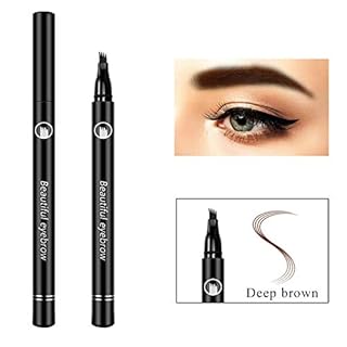 Boobeen 2Pcs Eyebrow Tattoo Pen - Microblading Waterproof Liquid Eyebrow Pencil with Tilted Four-pronged Pen Head Design - Creates Natural Looking Brows Effortlessly and Stays on All Day