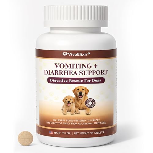 Digestive Rescue for Dogs and Puppies – Helps Maintain Appetite, Gut Function & Stool Consistency – Relief of Diarrhea & Stomach Upset – With Electrolytes, Colostrum IgG, Probiotics – 90 Tablets