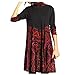 Robe d'été pour femme - Col roulé - Manches longues - Imprimé patchwork - Col rond - Robe de plage pour femme, Rouge, 5XL