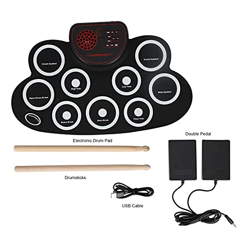 Conjunto de almofadas eletrônicas, almofada de treino de tambor, 10 níveis de volume de som leve par