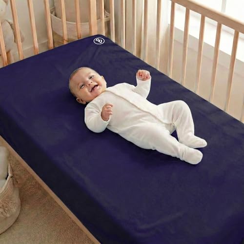 Image of Btag Baby Waterproof, Super Soft Fast Drying Mattress Protector | Extra Absorbent, Anti-Itching Sheet for New Born,Toddler (Size 100x140 cm, Pack of 1, Dark Blue)