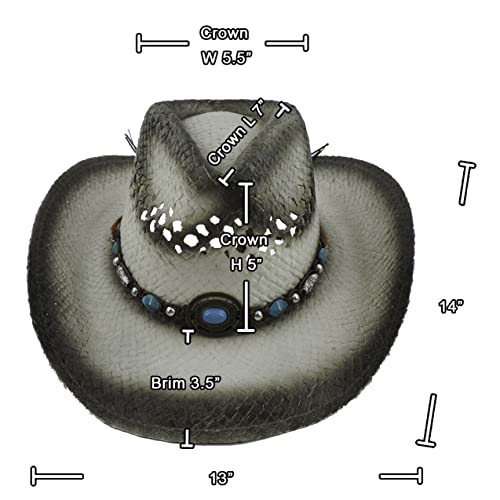 Image of SILVERFEVER Straw Cowboy Hat Cowgirl Hats Men Women Sun Hat Sombreros Vagueros Classic Western Accents Sombreros
