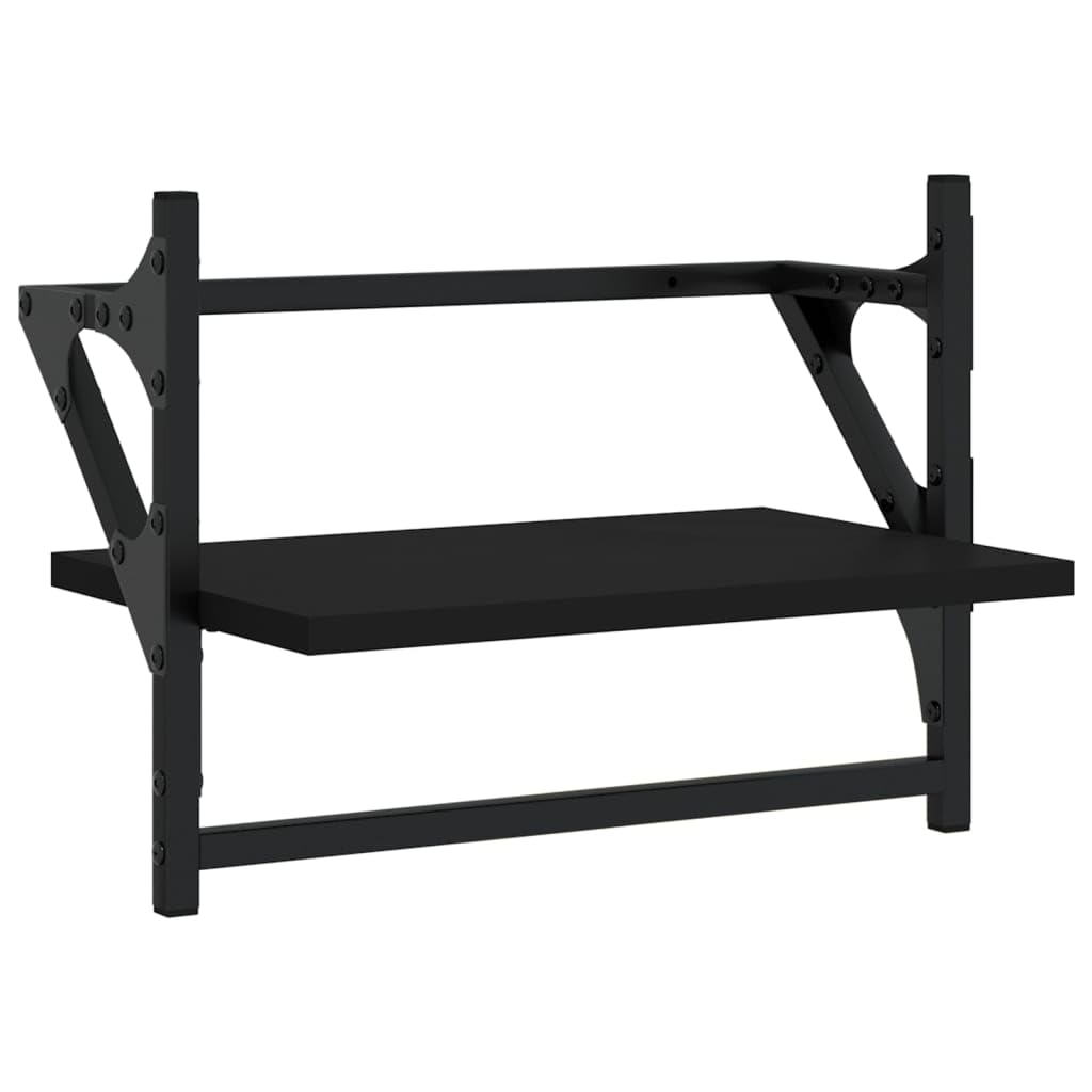 Scaffalature, mensole da parete e sporgenze, mensole da parete con barre, 2 pezzi, nero, 40 x 25 x 30 cm