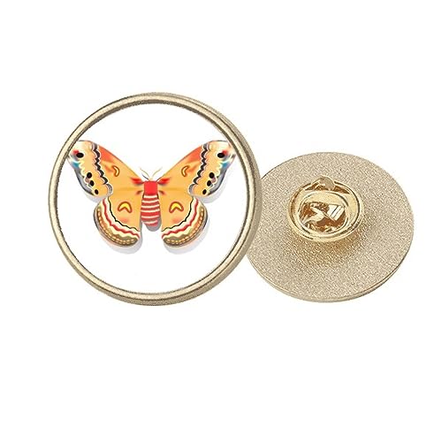 Broche en métal doré 3D style chinois orange ronde taille M, le cadeau parfait pour femme