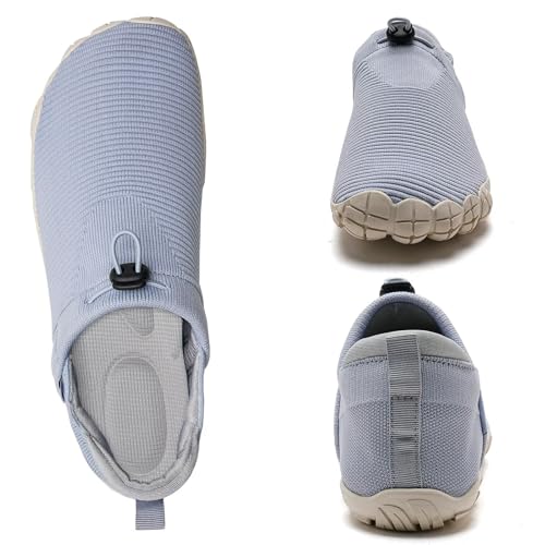 Image of WateLves Water Shoes Womens Mens - Comfortable Lightweight Striped Pattern Barefoot Shoes for Beach Swim Pool Yoga Boating Water Aerobics