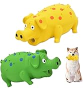 HCHYEY Pig Squeaky Dog Toy, 2 PCS Interactive Rubber Pig Dog Chew Toy - Durable Latex Spot Grunti...