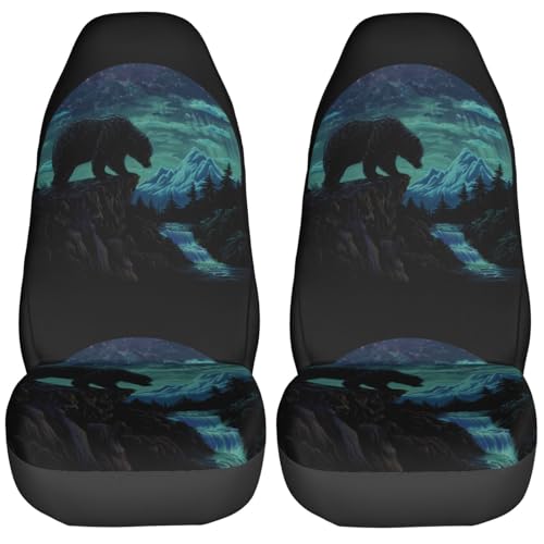 Housses de siège de voiture ours avec montagne pour SUV et camion (Lot de 2)