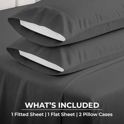 Image of SGI bedding RV Short Queen Sheet Set 60x75, 600 TC Egyptian Cotton, 4 Piece Luxury Hotel Collection, Ultra Soft & Breathable, Fits RV Mattress Camper & Trailer, 15 Inch Pocket, Dark Gray