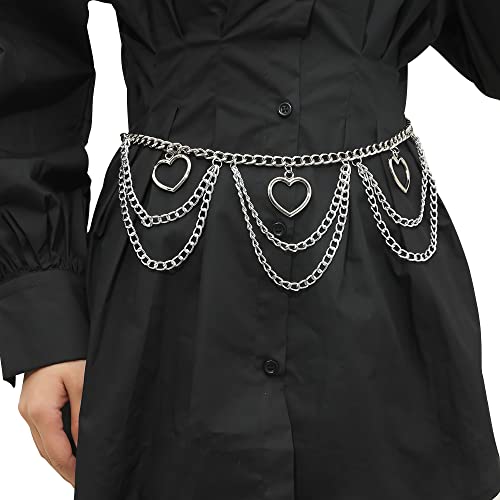 Ayliss Women Metal Chain Waist Belt Multilayer Dress Belt With Heart Shape Antique Silver Coin Pendant Belly Dance Gift3