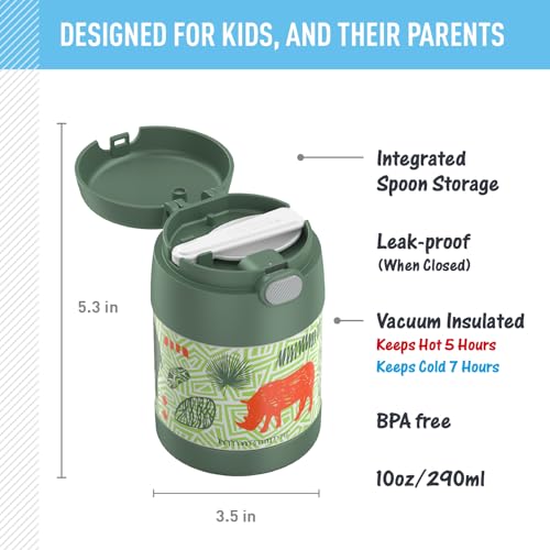 Image of THERMOS FUNTAINER Kids Food Jar with Spoon, 10oz, Jungle Kingdom