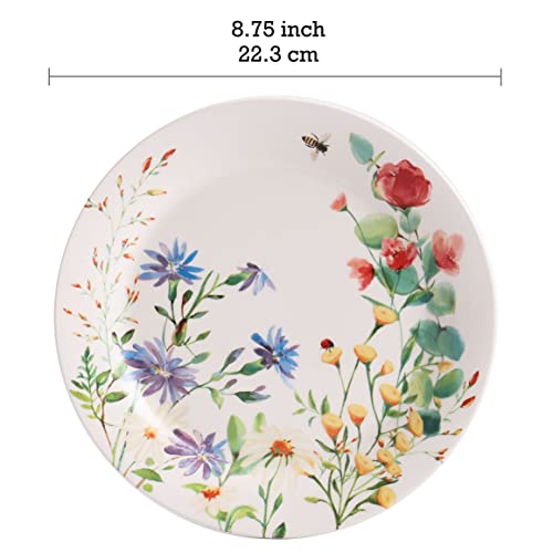 Bico Summer Provence Ceramic Salad Plates, 8.75 Inch, Set Of 4, For Salad, Appetizer, Microwave & Dishwasher Safe #TOP1