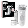 Braun Silk-épil 7 Depilatore Donna, Epilatore Elettrico Donna Con Testina Ampia Per Una Epilazione Semplice, Wet & Dry, Pelle Liscia a Lungo, 7-041, Bianco/Argento