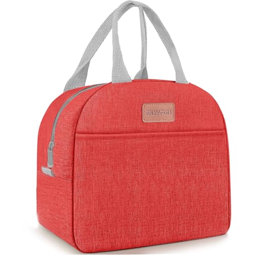 Lunch Bag for Women & Men Adult Insulated Lunch Box, Small Leakproof Cooler Food Lunch Containers Reusable High Capacity Lunch Tote Bags for Work, Travel, Outdoor (Red)