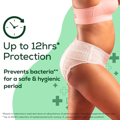Image of Evereve Anti Bacteria Period Panty for Girls & Women, (L-XL), 10 Pcs, 360 Degree Overnight Coverage, 99.9% Bacteria Free, High Absorbency for Heavy Flow, Maternity Postpartum Disposable Panty