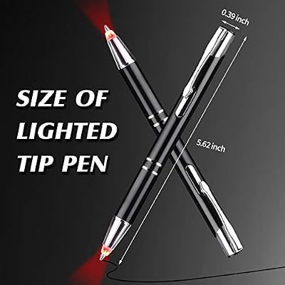 Zonon Lighted Tip Pen Flashlight Writing Ballpoint Pens LED Penlight Light Up with Bright White Light for Writing in the Dark, 3 Pieces