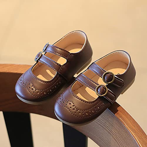 EnJoCho Little Boys Round Toe Shoes Summer and Autumn Girls Boots Cute Flat Hollow Hollow Breathable Comfortable (Brown, 27)2